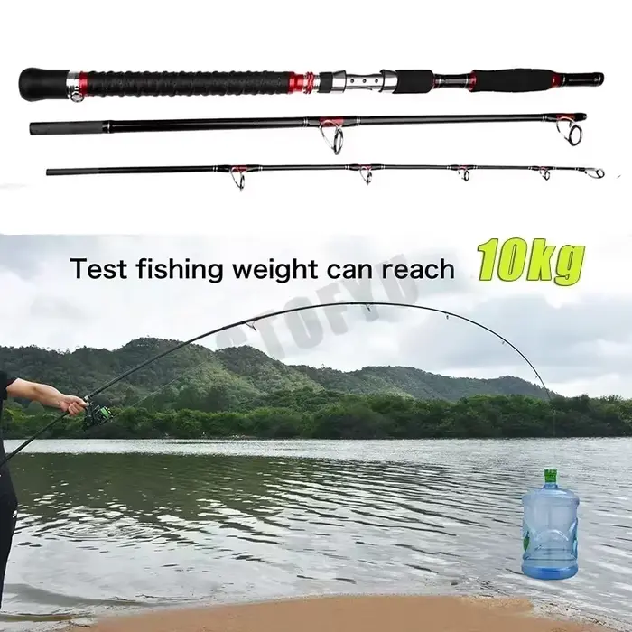 Canne pêche surf travel 3 brins carbone 1.8m 2.1m puissance 30-50lb pour jigging trolling