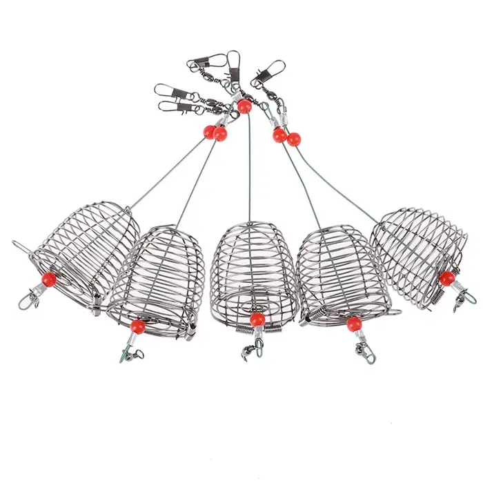 Cage à appâts en acier inoxydable 5 pièces pour amorçage et distribution précise des appâts en pêche