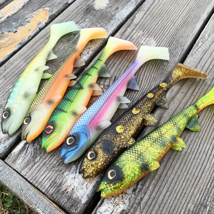 Leurre souple silicone imprimé Shad 14cm 18cm pour la pêche du brochet et gros carnassiers en mer