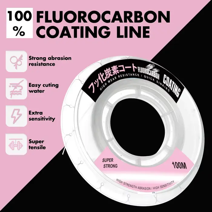 Ligne de pêche fluorocarbone ZUKIBO 100% Japon haute résistance à l'abrasion pour carnassiers et truites