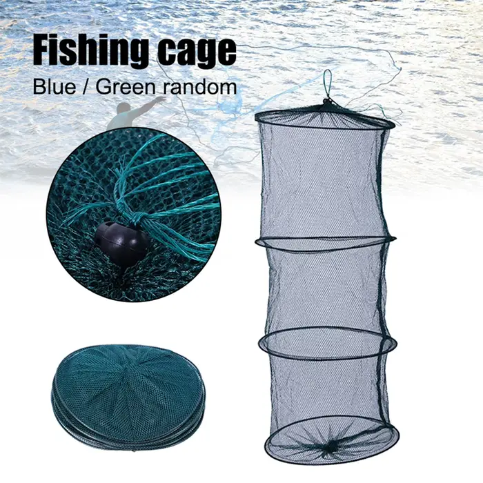 Cage à poisson pliable portable multicouche en nylon durable pour carpes et poissons blancs
