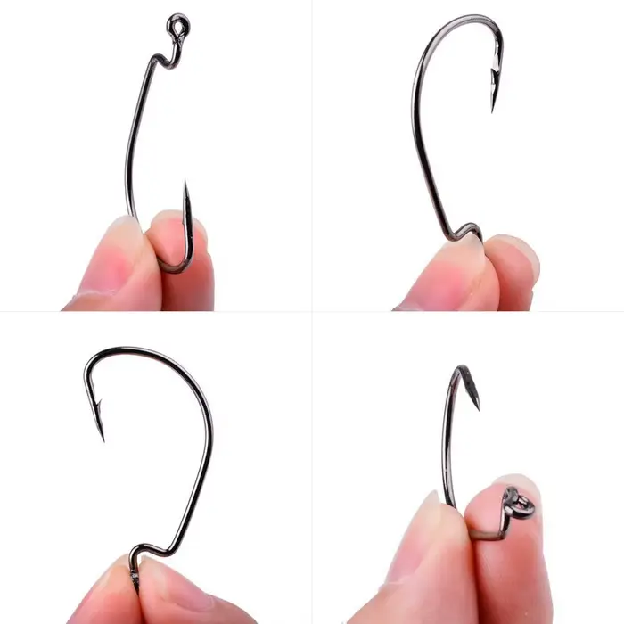 Hameçons offset 10 pièces boîte 8#-5/0# pour leurres souples crankbaits pêche aux leurres