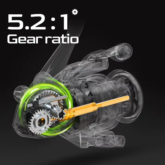 Moulinet pêche spinning HANDING M1 frein 12kg - Moulinet black 5.2:1 9+1 roulements pour perche, brochet et black bass