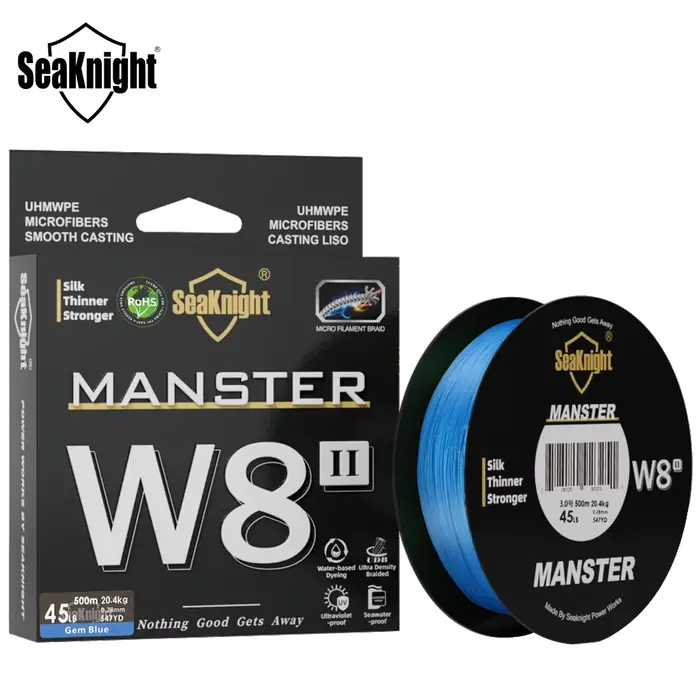 Fil pêche mer SeaKnight W8 II 300m PE 8 tresses - Revêtement silicone résine amélioré pêche eau salée