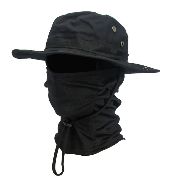 Set 2 pièces chapeau à large bord avec cagoule - Protection solaire mixte pour pêche, randonnée et camping