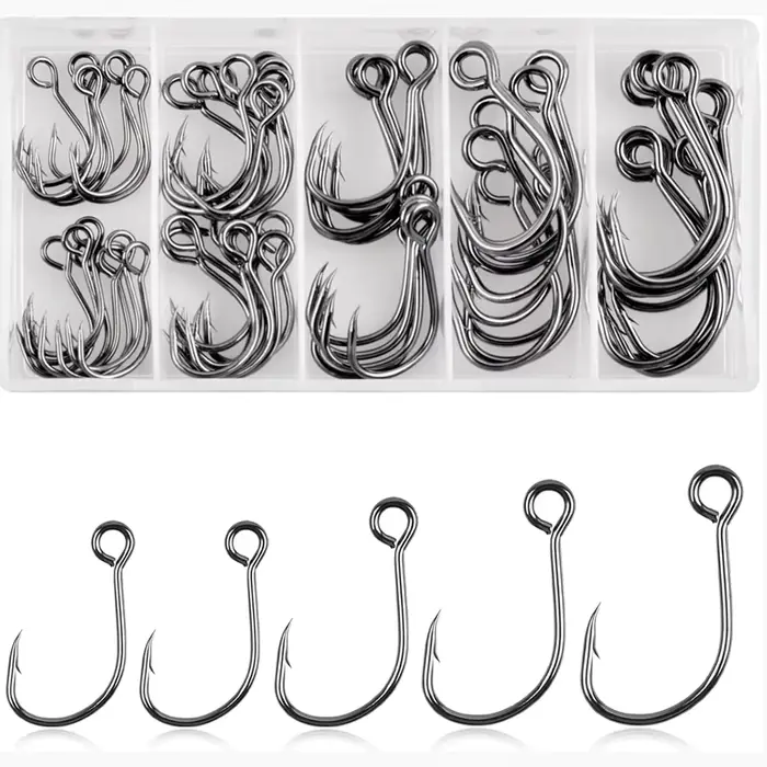 Hameçons à œil unique 60 pièces pour leurres spinner - pêche au bar et truite avec accroche optimale