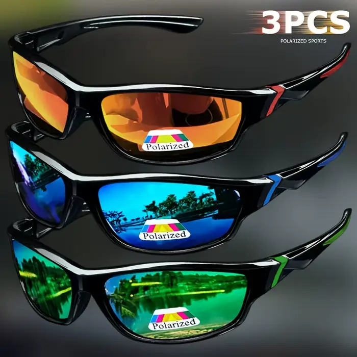 Pack lunettes sport vintage pêche - 1/3 paires UV400 anti-éblouissement running vélo montagne