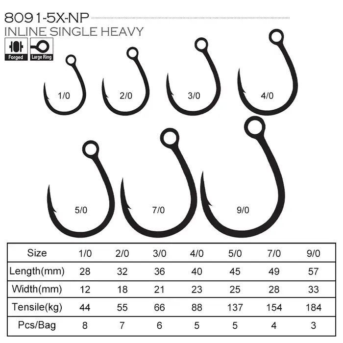 Hameçons popper TEASER 8091 5X DIABLO anti-rouille pour pêche en mer - tailles 2/0 à 7/0 single heavy