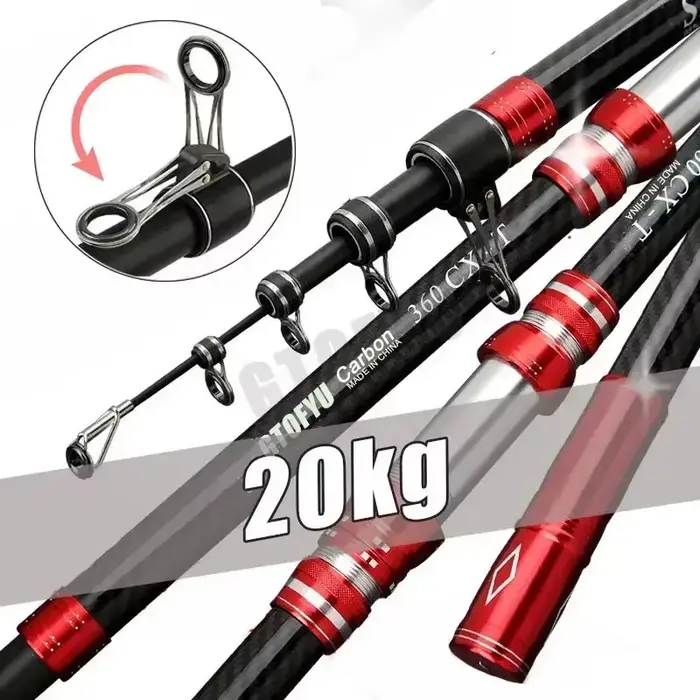 Canne téléscopique surfcasting 2.7m à 4.5m puissance 20kg pour lancer lourd voyage, pêche en mer et rivière