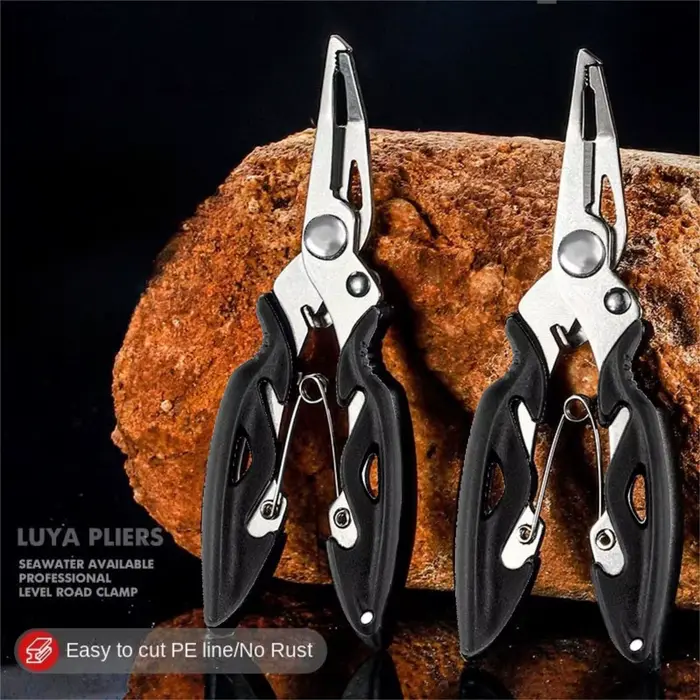 Pince multifonction pêche avec coupe-ligne décrocheur et ouvre-anneaux pour leurres courbés