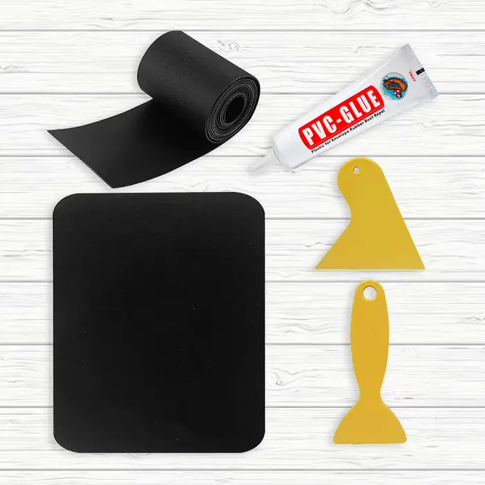 Kit réparation bateau gonflable - 5 pièces patchs PVC colle étanches kayak piscine canoë matelas air
