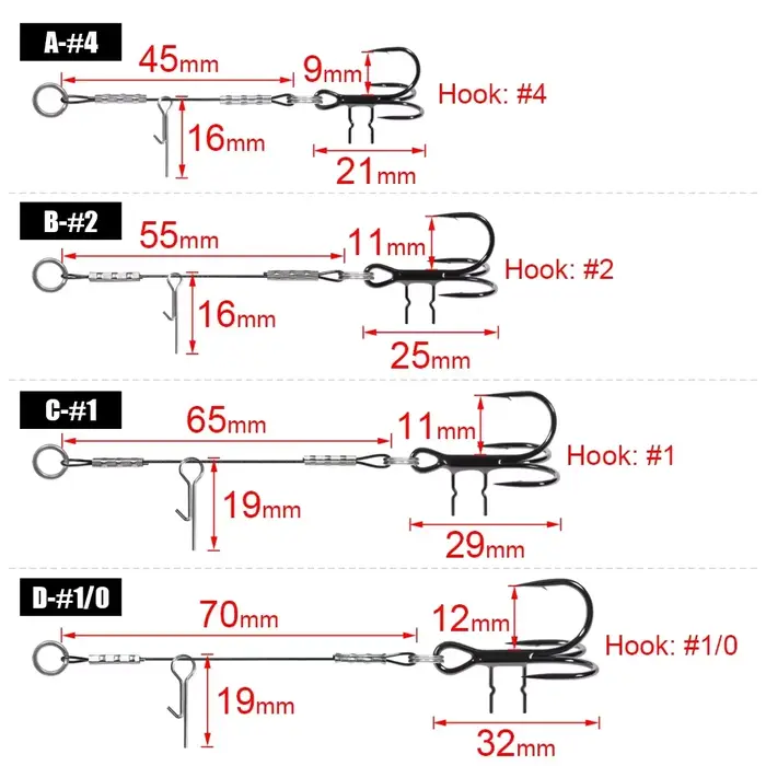 Leurre souple pêche du brochet avec hameçon assisté Rosewood Stinger Rig 3 pièces #4 #2 #1 #1/0