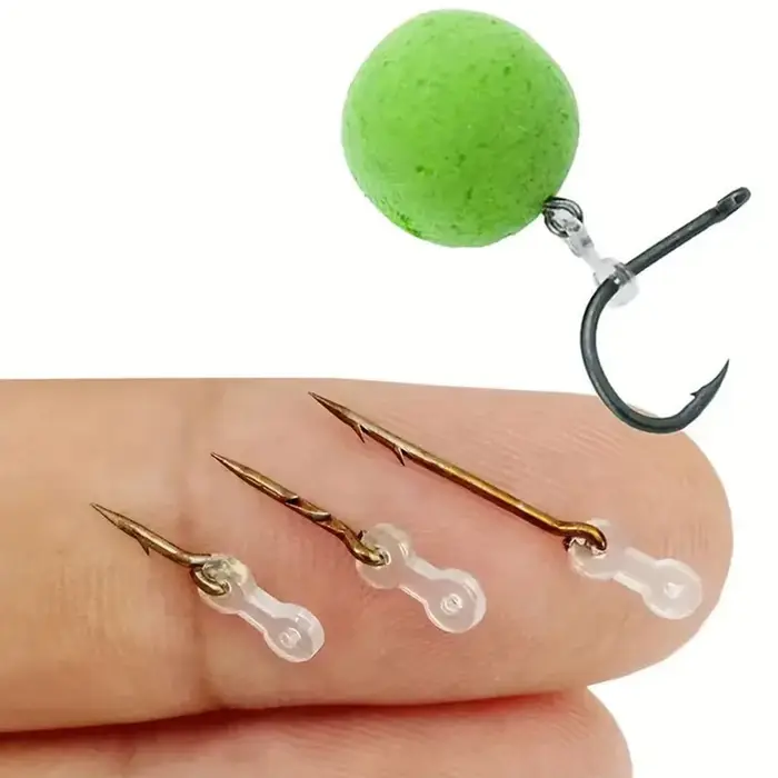 12 hameçons métal avec élastique pour montage cheveu carpe, appâts bouillettes et grains de maïs