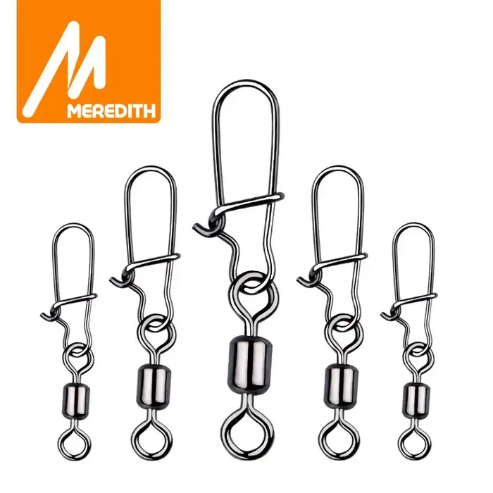 Connecteurs pêche brochet Meredith 50 pièces - Swivels à roulement à billes inox avec snap pour leurres