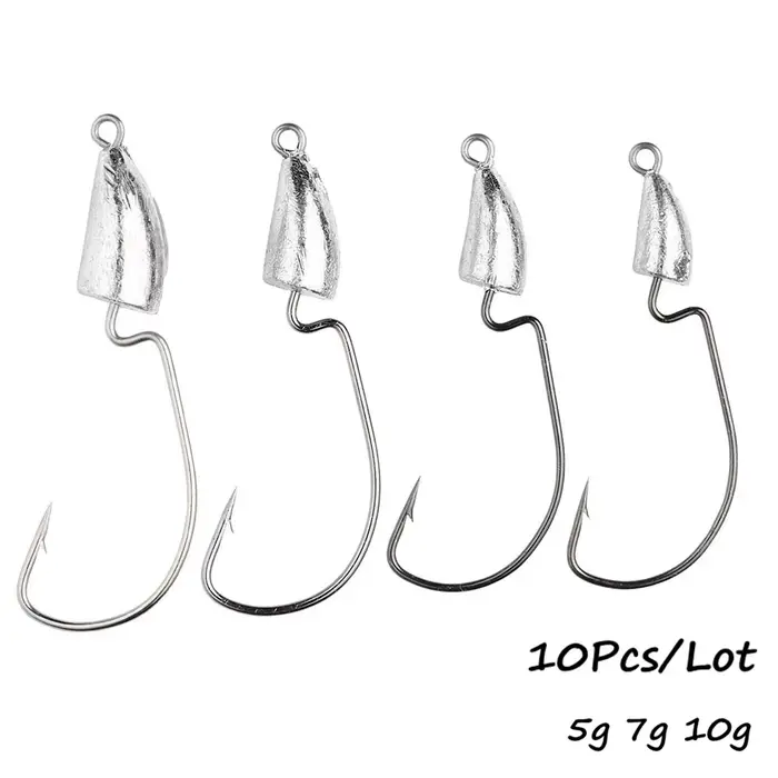 Têtes plombées pour leurres souples 5g 7g 10g - 10 hameçons jig pour pêche du brochet