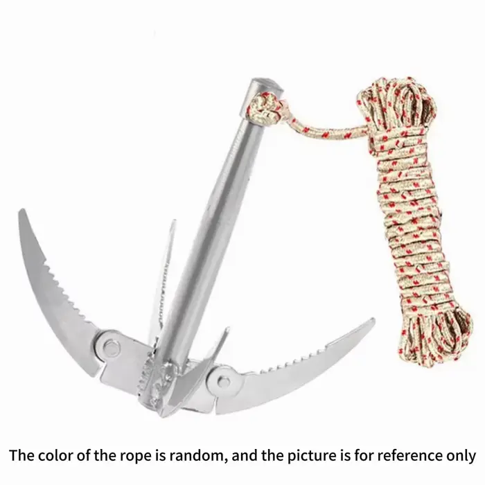 Ancre pliante avec corde pour bateaux - Crochet de survie robuste pour canoës et pêche