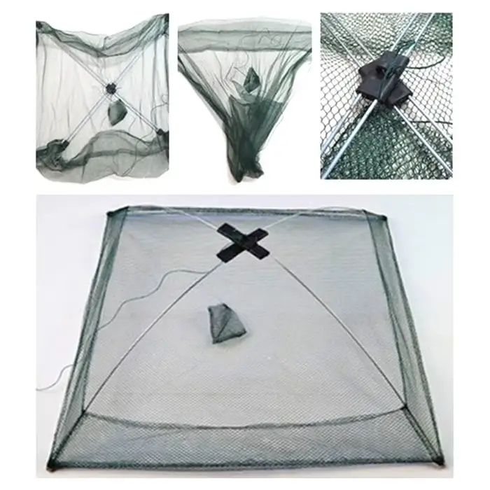 Piège à crabes parapluie avec filet et appât pour pêche au lancer et réapprovisionnement en crevettes