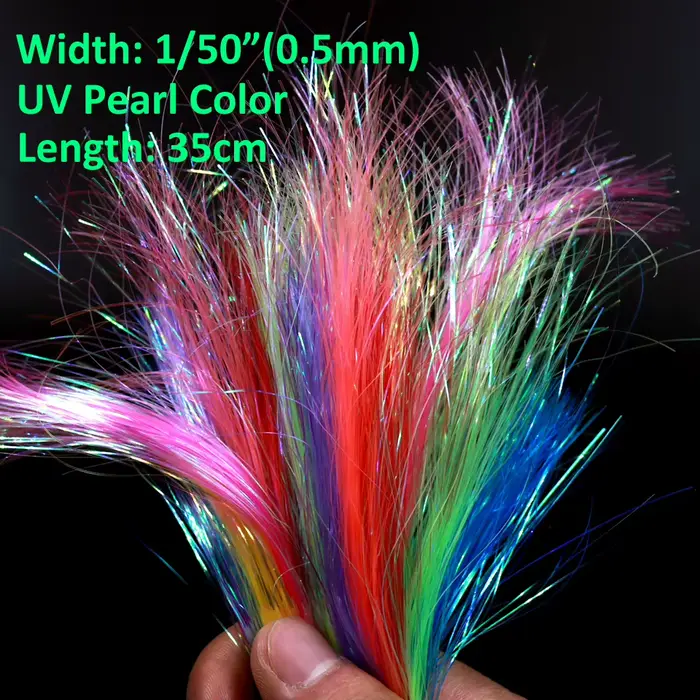 Flashabou UV Pearl Ice Wing Bimoo pour montage de mouches, streamers pêche truite saumon brochet matériel leurre