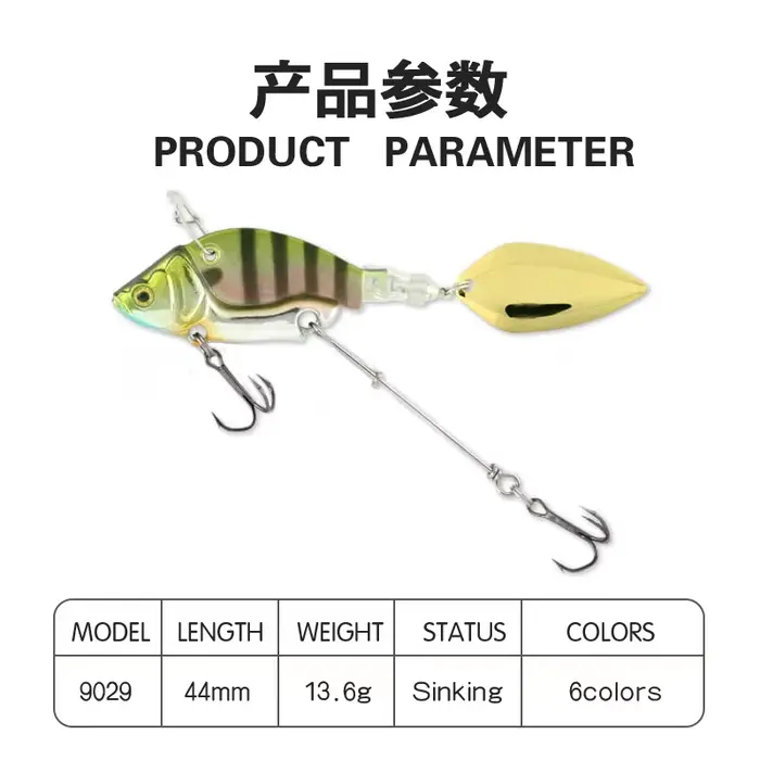 Leurre métal tournant VIB 13.6g pour truite, appât vibrant spinner spoon leurre dur pêche hiver