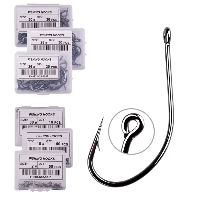 Hameçons carpe acier inoxydable haute teneur en carbone 50pcs avec boîte originale - Pêche durable