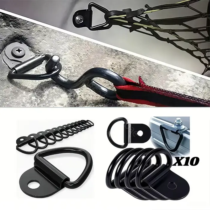 10 anneaux D en fer pour arrimage cargaison voiture bateau - Accessoires pêche transport