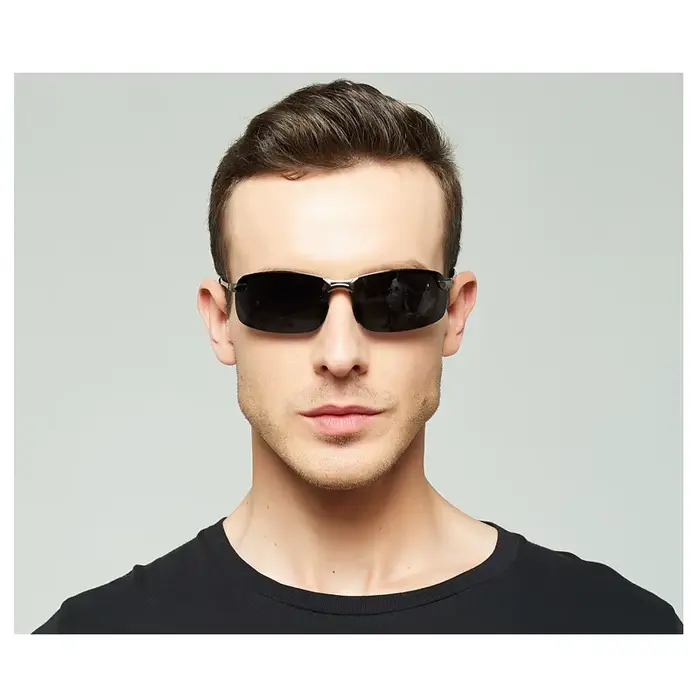 Lunettes de soleil polarisées métal rétro pêche homme - demi-monture luxe designer conduite UV400