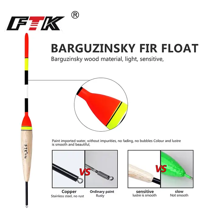 Flotteurs carp fishing FTK Barguzinsky 5 pièces - Longueur 19-23cm poids 2-6g pour pêche précise