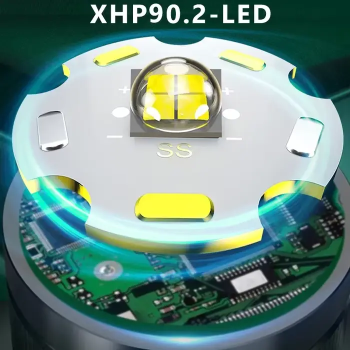 Lampe frontale XHP90.2 rechargeable 1000m pour pêche nocturne - Puissante lumière LED 2x18650