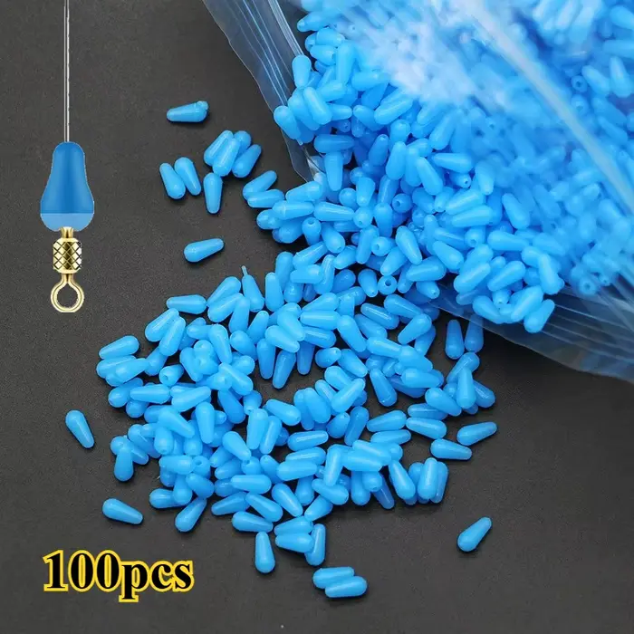 100pcs arrêts flotteur anti-emmêlement caoutchouc bleu ovales - espaceurs ligne pêche mer