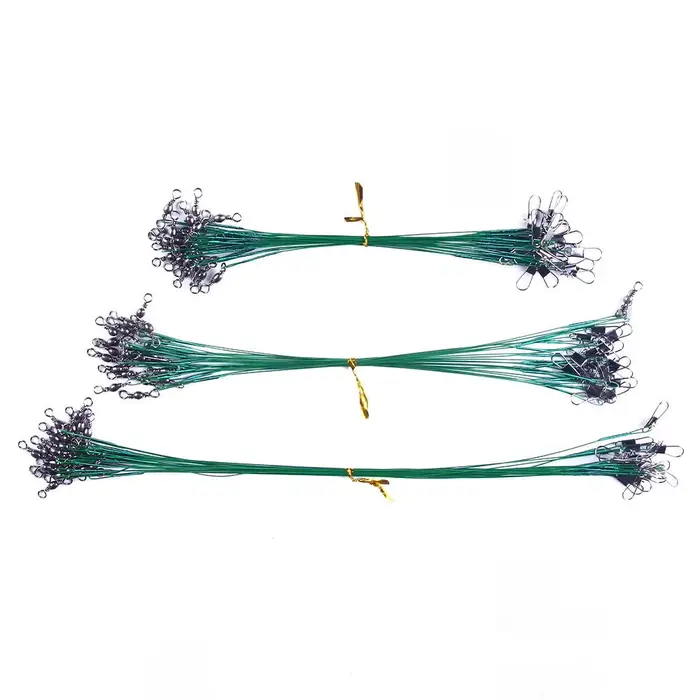 Fil de pêche anti-dent acier avec émerillon, bas de ligne plombé résistant pour carnassiers, 15 à 30 cm