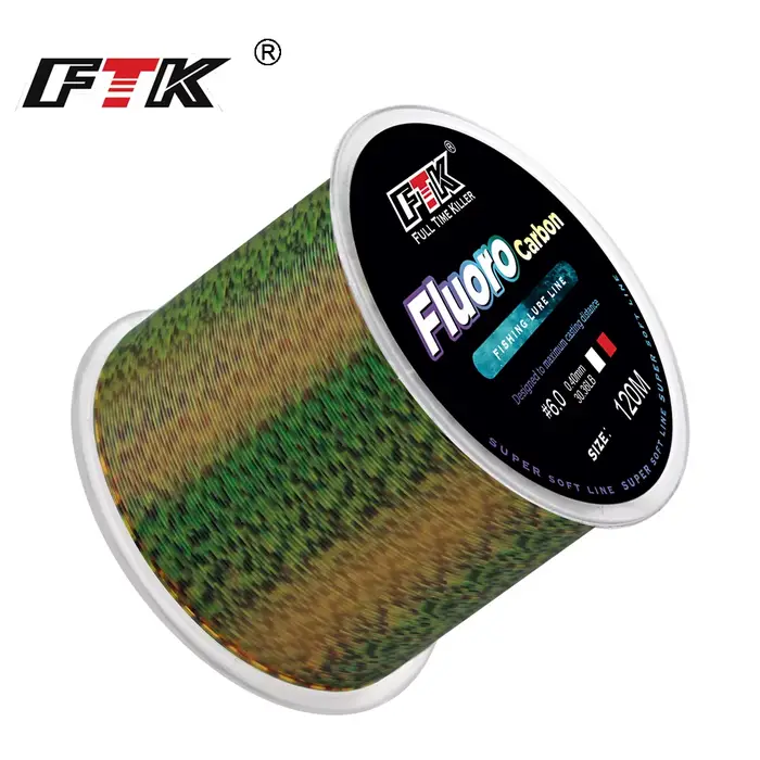 Fil de Pêche Invisible FTK 120m Fluorocarbone Tacheté Haute Résistance 4.13-34.32LB pour Traque des Carnassiers