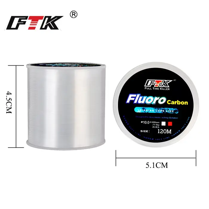 Ligne fluorocarbone 120m 0.20-0.60mm 7-45lb japonais pêche mer ligne coulante leader haute discrétion