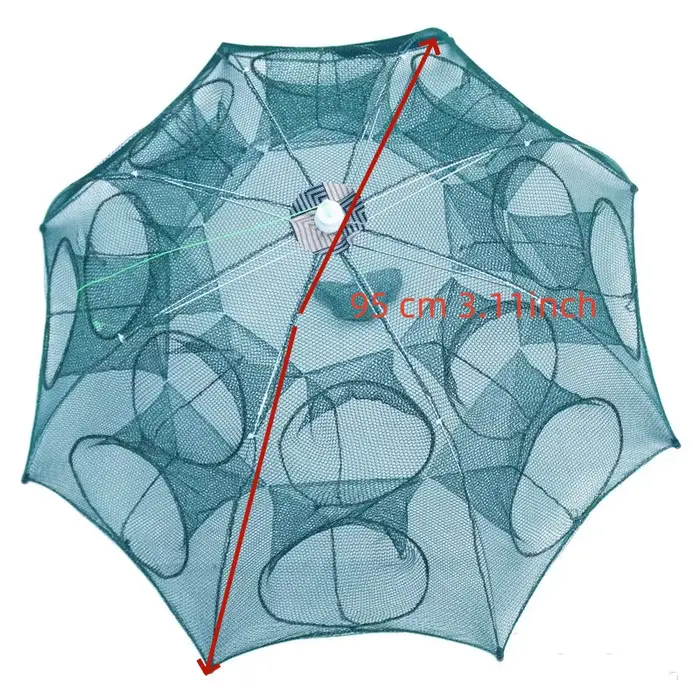 Filet pliable multi-trous pour crevettes et poissons, cage de pêche nylon portable automatique 24 à 4 trous