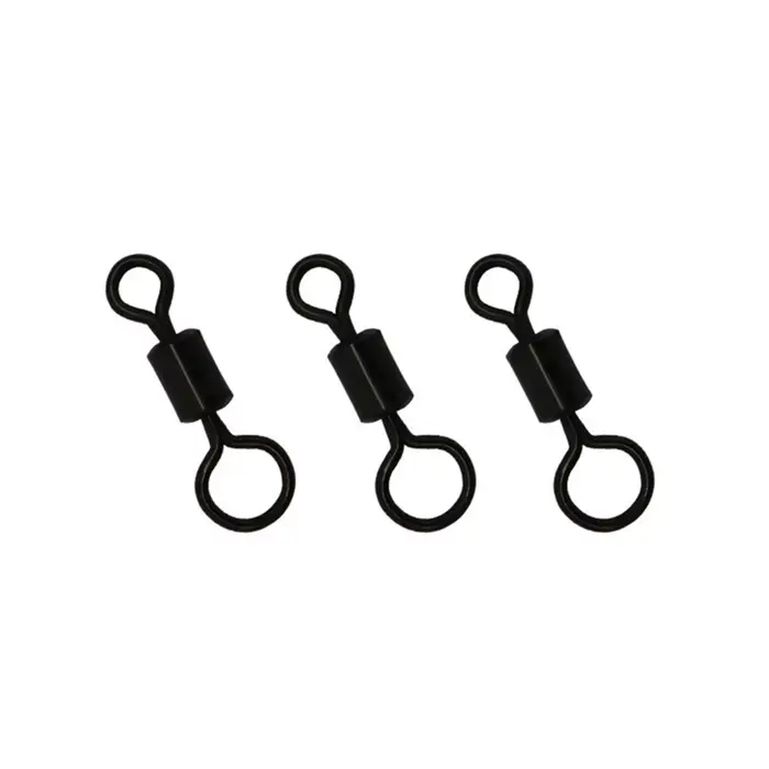 50 émerillons noirs pour pêche à la carpe - Émerillons roulants solides à œil large pour leurres et connecteurs