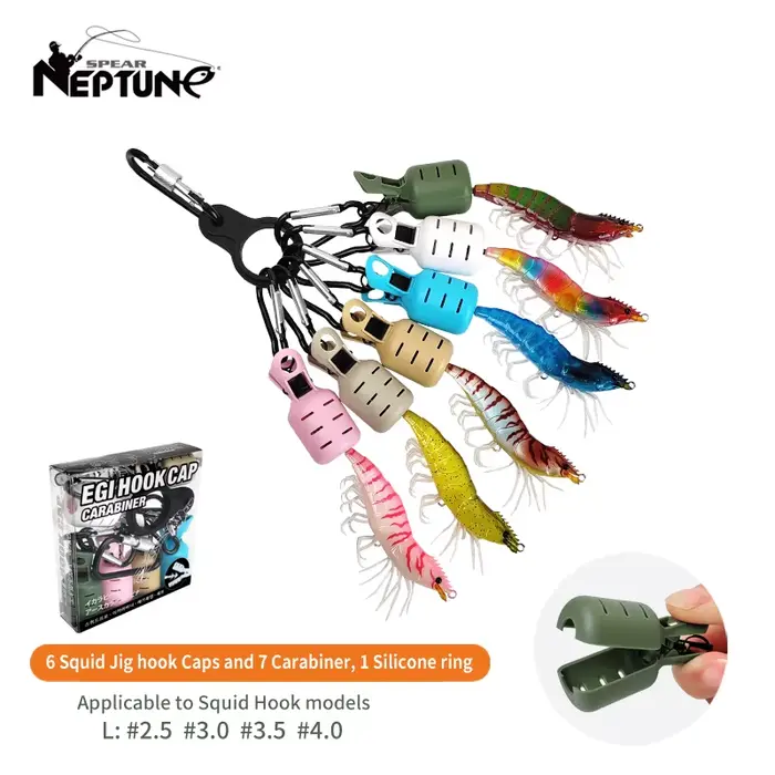 Kit de 6 protections pour leurres calmar Egi - Housses parapluie seiche avec mousqueton pour canne à pêche