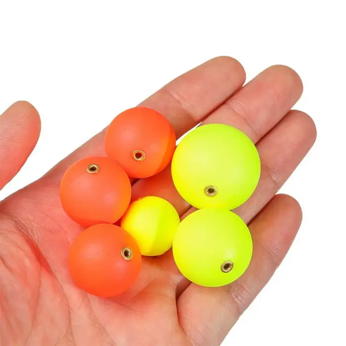 10 boules flottantes en mousse 20-30mm avec anneau cuivre pour pêche mer et eau douce