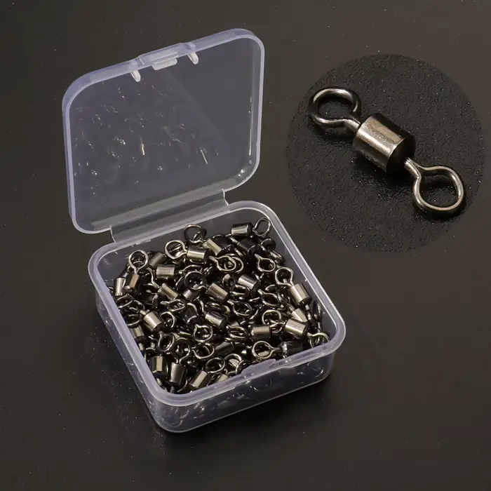100 pièces roulements acier inoxydable barrel swivels pour pêche leurres et lignes coffret accessoires