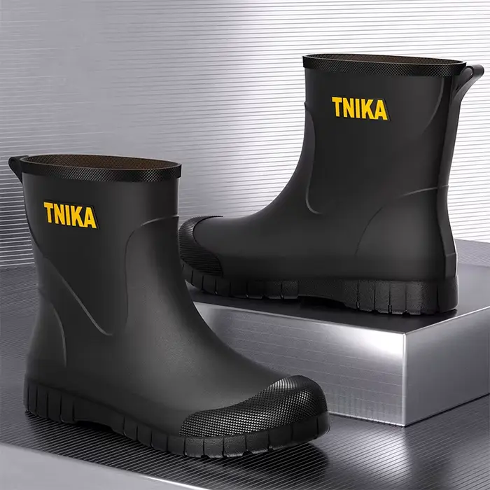 Bottes pluie homme mi-mollet pêche lavage auto antidérapantes mode européenne