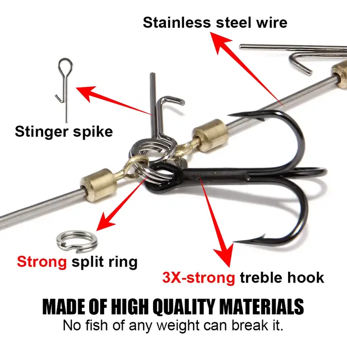 Montage pike stinger multi-profondeur hameçons #6 #1/0 #2/0 avec plombs 5g à 20g pour leurres souples