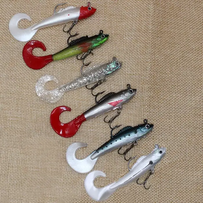 6 leurres souples avec queue nageuse pour bar et carpe, appâts artificiels en silicone pour pêche au leurre