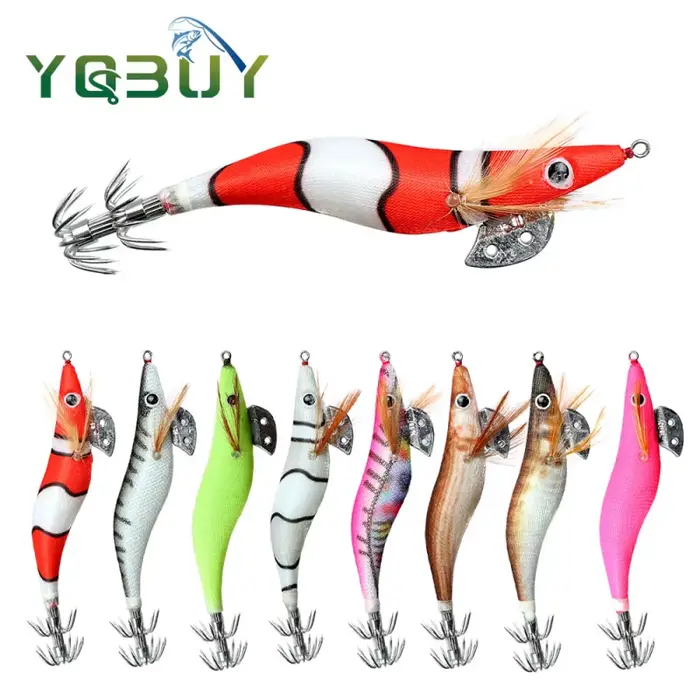 Leurre lumineux Full Body crevette colorée - Appât imitation calmar pour pêche en mer au parasol