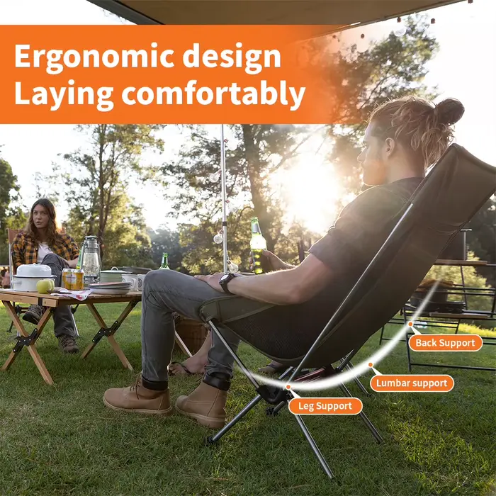 Chaise balancelle Naturehike pour pêche extérieure - Dossier haut, portable et support 120kg