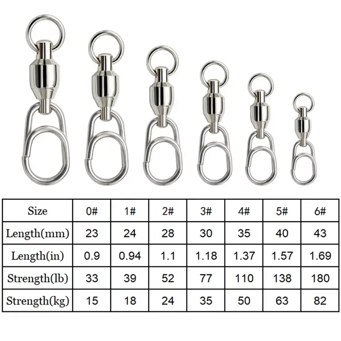 10 émerillons rapides à roulement à billes inox 9km - accessoires pêche connecteurs clips