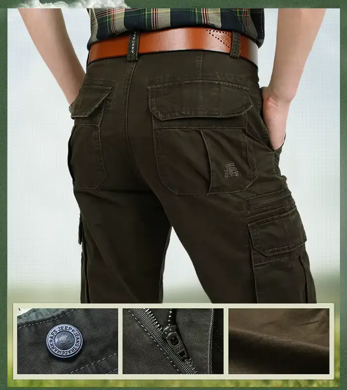 Pantalon cargo armée verte pêche multi-poches pour organisation parfaite du matériel