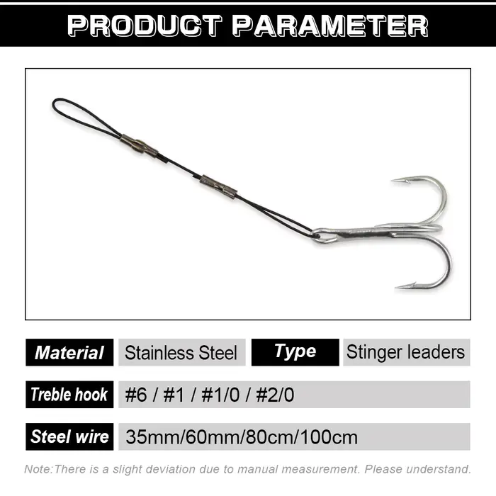 Montage stinger en acier inoxydable avec hameçons triple renversés pour brochet, perche et sandre