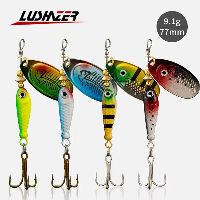 Leurre cuillère spinnerbait LUSHAZER 9g pour carnassiers, truite et brochet, avec hameçon triple