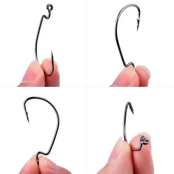 Hameçons de pêche robustes en acier haute teneur en carbone pour leurres souples - 50 pièces multi-tailles