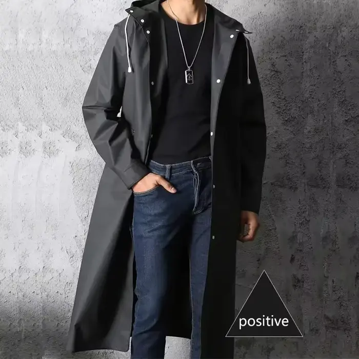 Imperméable longue pêche randonnée - Manteau pluie étanche homme femme capuche - Vêtement extérieur