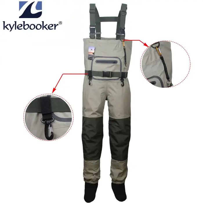 Kit waders poitrine pêche homme femme - Waders pieds nus respirants confortables durables équipement complet