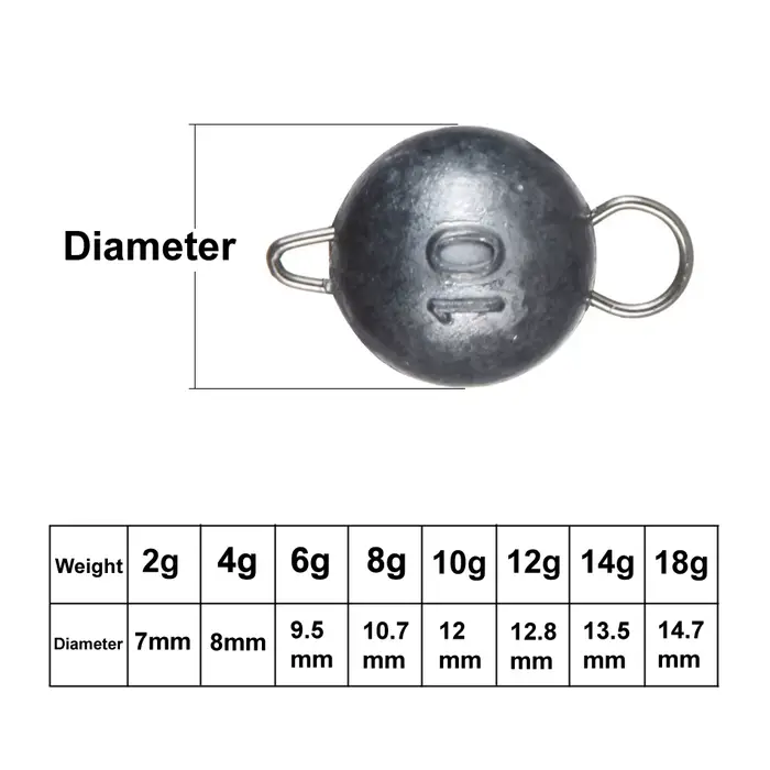 Plombs de pêche 5 pièces 2g-18g avec émerillon pour pêche en eau profonde et leurres